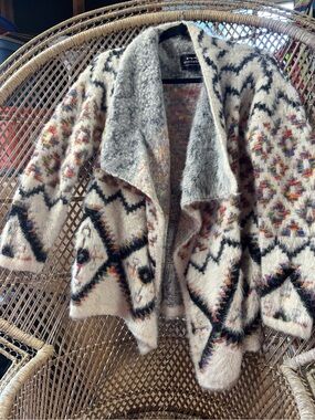 Montana Sky Cream Aztec-Pattern Open Cardigan Sweater